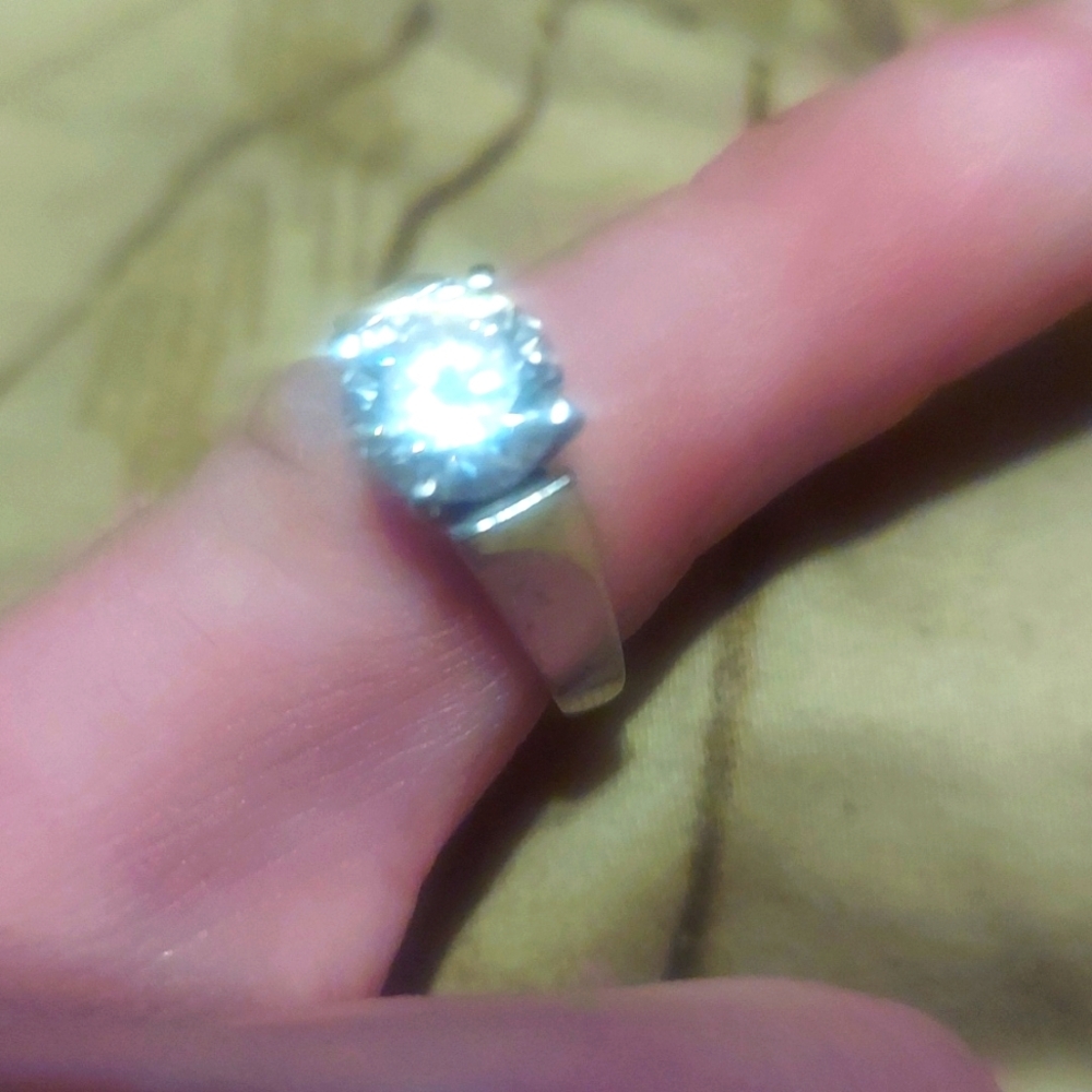 Stunning Giant Sparkling Cz / 925 Silver Engagement Or Treat Yo Self Glam Ring